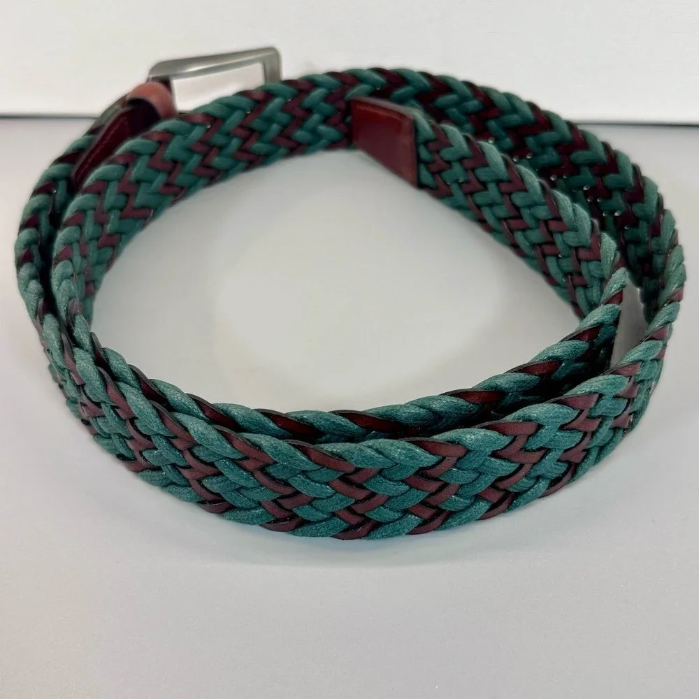 Italian Chevron Braided Leather Belt NWOT‎
